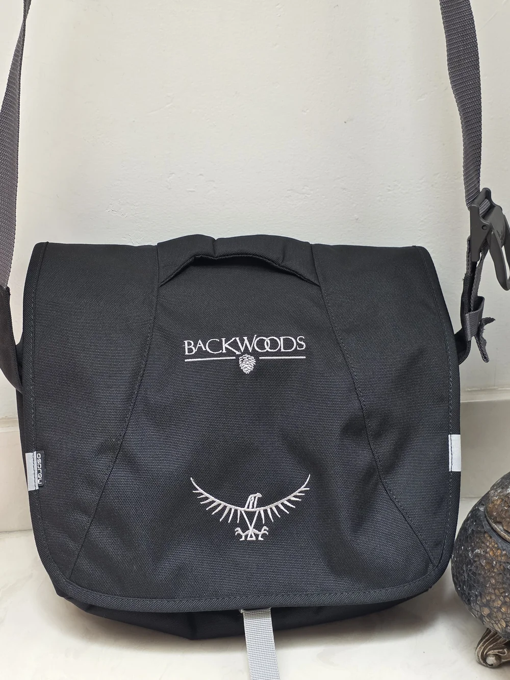 Oprey Backwoods Black Messenger Crossbody Hiking Mini Flap SMU Bag